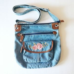 Denim embroidered purse